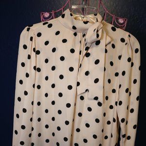 CURE Long Sleeves Light Pink with Black Polka Dots Blouse